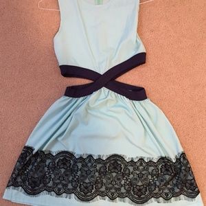 Blue and Black Cut out Dress